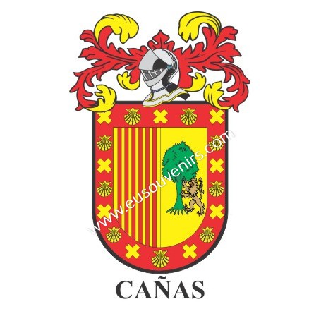 Porte-clés héraldique - CAÑAS - Personnalisé avec le nom, l'écusson de la famille et une brève description de l'origine généalog