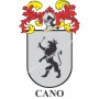 Llavero heráldico - CANO - Personalizado con apellido, escudo de la familia y breve descripción del origen genealógico.
