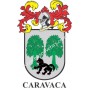 Porte-clés héraldique - CARAVACA - Personnalisé avec le nom, l'écusson de la famille et une brève description de l'origine généa