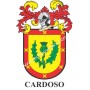 Heraldic keychain - CARDOSO - Personalized with surname, family crest and brief description of the genealogical origin.