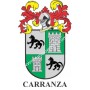 Heraldic keychain - CARRANZA - Personalized with surname, family crest and brief description of the genealogical origin.