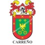 Heraldic keychain - CARREÑO - Personalized with surname, family crest and brief description of the genealogical origin.