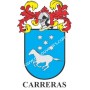 Llavero heráldico - CARRERAS - Personalizado con apellido, escudo de la familia y breve descripción del origen genealógico.