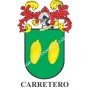 Llavero heráldico - CARRETERO - Personalizado con apellido, escudo de la familia y breve descripción del origen genealógico.