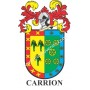 Llavero heráldico - CARRION - Personalizado con apellido, escudo de la familia y breve descripción del origen genealógico.