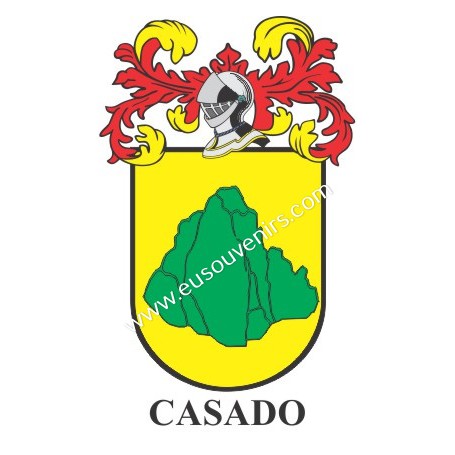 Porte-clés héraldique - CASADO - Personnalisé avec le nom, l'écusson de la famille et une brève description de l'origine généalo