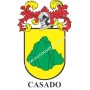 Llavero heráldico - CASADO - Personalizado con apellido, escudo de la familia y breve descripción del origen genealógico.