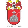 Heraldic keychain - CASANOVA - Personalized with surname, family crest and brief description of the genealogical origin.