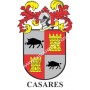 Llavero heráldico - CASARES - Personalizado con apellido, escudo de la familia y breve descripción del origen genealógico.