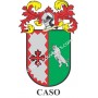 Llavero heráldico - CASO - Personalizado con apellido, escudo de la familia y breve descripción del origen genealógico.