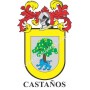 Heraldic keychain - CASTAÑOS - Personalized with surname, family crest and brief description of the genealogical origin.