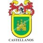 Llavero heráldico - CASTELLANOS - Personalizado con apellido, escudo de la familia y breve descripción del origen genealógico.