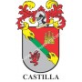Llavero heráldico - CASTILLA - Personalizado con apellido, escudo de la familia y breve descripción del origen genealógico.