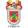 Heraldic keychain - CEBRIAN - Personalized with surname, family crest and brief description of the genealogical origin.