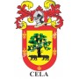 Llavero heráldico - CELA - Personalizado con apellido, escudo de la familia y breve descripción del origen genealógico.