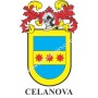 Heraldic keychain - CELANOVA - Personalized with surname, family crest and brief description of the genealogical origin.