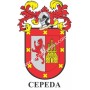 Porte-clés héraldique - CEPEDA - Personnalisé avec le nom, l'écusson de la famille et une brève description de l'origine généalo