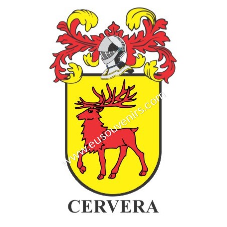 Porte-clés héraldique - CERVERA - Personnalisé avec le nom, l'écusson de la famille et une brève description de l'origine généal
