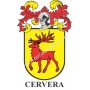 Heraldic keychain - CERVERA - Personalized with surname, family crest and brief description of the genealogical origin.