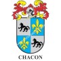 Llavero heráldico - CHACON - Personalizado con apellido, escudo de la familia y breve descripción del origen genealógico.