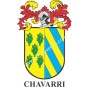 Heraldic keychain - CHAVARRI - Personalized with surname, family crest and brief description of the genealogical origin.