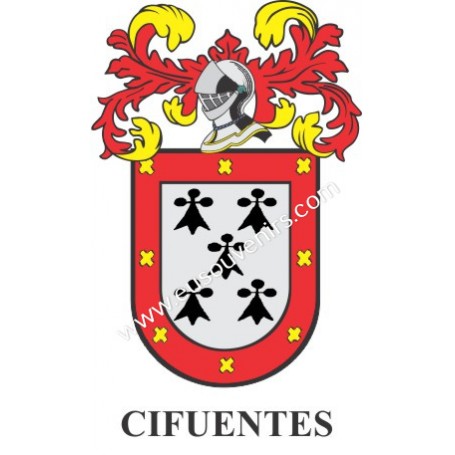 Llavero heráldico - CIFUENTES - Personalizado con apellido, escudo de la familia y breve descripción del origen genealógico.