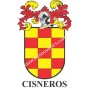 Llavero heráldico - CISNEROS - Personalizado con apellido, escudo de la familia y breve descripción del origen genealógico.