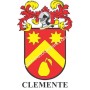 Llavero heráldico - CLEMENTE - Personalizado con apellido, escudo de la familia y breve descripción del origen genealógico.
