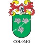 Llavero heráldico - COLOMO - Personalizado con apellido, escudo de la familia y breve descripción del origen genealógico.