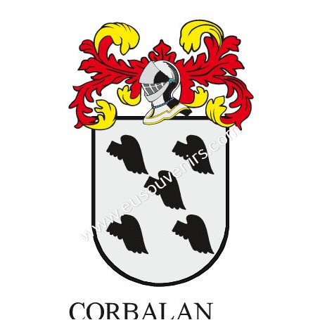Llavero heráldico - CORBALAN - Personalizado con apellido, escudo de la familia y breve descripción del origen genealógico.