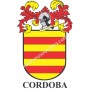 Heraldic keychain - CORDOBA - Personalized with surname, family crest and brief description of the genealogical origin.