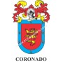 Llavero heráldico - CORONADO - Personalizado con apellido, escudo de la familia y breve descripción del origen genealógico.