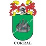 Llavero heráldico - CORRAL - Personalizado con apellido, escudo de la familia y breve descripción del origen genealógico.