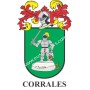 Llavero heráldico - CORRALES - Personalizado con apellido, escudo de la familia y breve descripción del origen genealógico.
