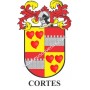 Heraldic keychain - CORTES - Personalized with surname, family crest and brief description of the genealogical origin.