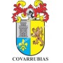 Llavero heráldico - COVARRUBIAS - Personalizado con apellido, escudo de la familia y breve descripción del origen genealógico.