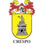 Llavero heráldico - CRESPO - Personalizado con apellido, escudo de la familia y breve descripción del origen genealógico.