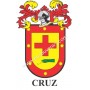Llavero heráldico - CRUZ - Personalizado con apellido, escudo de la familia y breve descripción del origen genealógico.