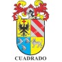 Llavero heráldico - CUADRADO - Personalizado con apellido, escudo de la familia y breve descripción del origen genealógico.