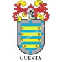 Llavero heráldico - CUESTA - Personalizado con apellido, escudo de la familia y breve descripción del origen genealógico.
