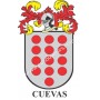 Porte-clés héraldique - CUEVAS - Personnalisé avec le nom, l'écusson de la famille et une brève description de l'origine généalo
