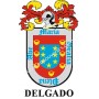 Heraldic keychain - DELGADO - Personalized with surname, family crest and brief description of the genealogical origin.