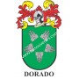 Llavero heráldico - DORADO - Personalizado con apellido, escudo de la familia y breve descripción del origen genealógico.