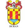 Llavero heráldico - DURAN - Personalizado con apellido, escudo de la familia y breve descripción del origen genealógico.