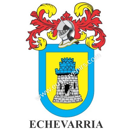 Llavero heráldico - ECHEVARRIA - Personalizado con apellido, escudo de la familia y breve descripción del origen genealógico.