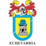 Heraldic keychain - ECHEVARRIA - Personalized with surname, family crest and brief description of the genealogical origin.