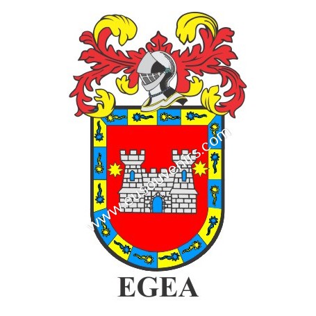 Porte-clés héraldique - EGEA - Personnalisé avec le nom, l'écusson de la famille et une brève description de l'origine généalogi