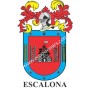 Llavero heráldico - ESCALONA - Personalizado con apellido, escudo de la familia y breve descripción del origen genealógico.