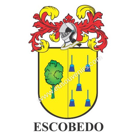 Porte-clés héraldique - ESCOBEDO - Personnalisé avec le nom, l'écusson de la famille et une brève description de l'origine généa