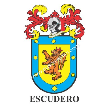 Porte-clés héraldique - ESCUDERO - Personnalisé avec le nom, l'écusson de la famille et une brève description de l'origine généa